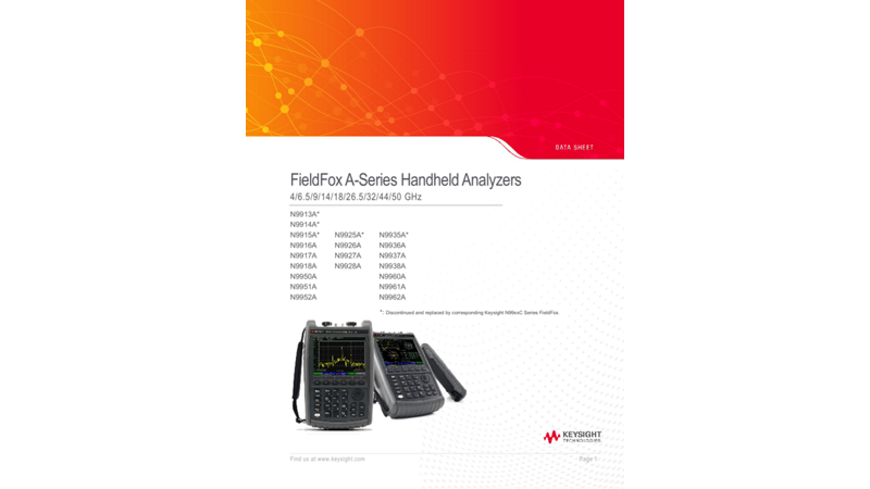 FieldFox Handheld Analyzers 4/6.5/9/14/18/26.5/32/44/50 GHz